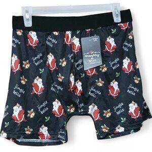 🎄🎁NWT Silky Christmas Boxer Briefs SANTA Jingle Bells Size L🎄🎁